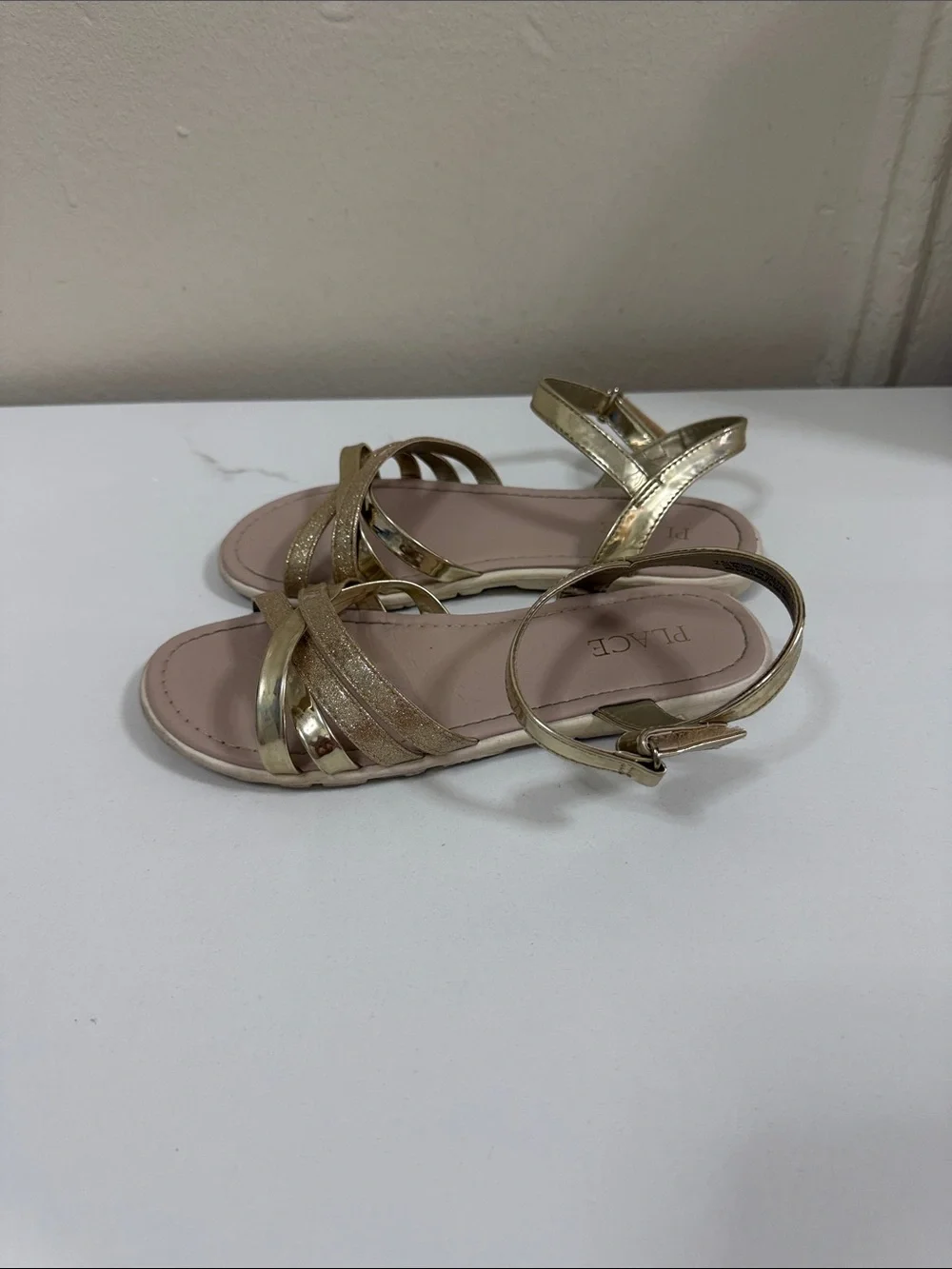 The Children's Place Shimmery Gold Strappy Sandals